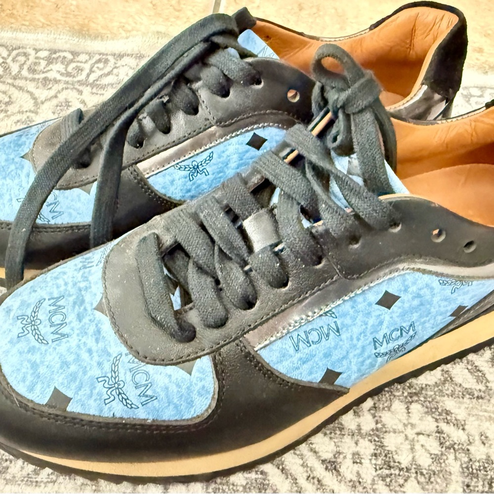 MCM Black and Blue Sneakers with Sporty Design